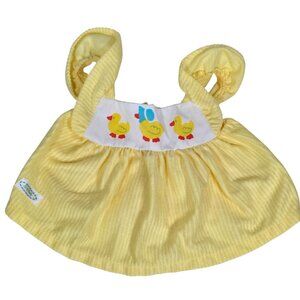 Vintage Doll Dress Clothes Real Baby Yellow Duck Print Overalls 1980s CPK Fit